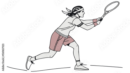Flat Minimal Tennis Player Isolated Vector Illustration