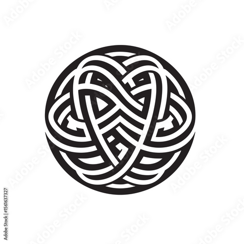 Unity Knot motif black and white silhouette icon