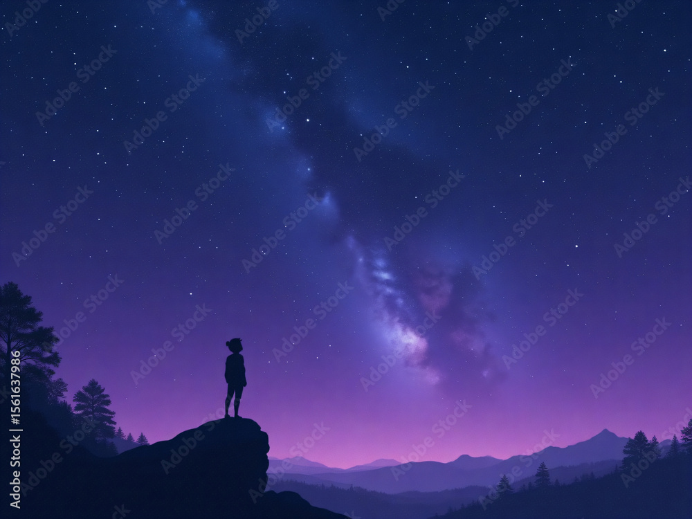 Fototapeta premium Solitude Under the Starry Sky
