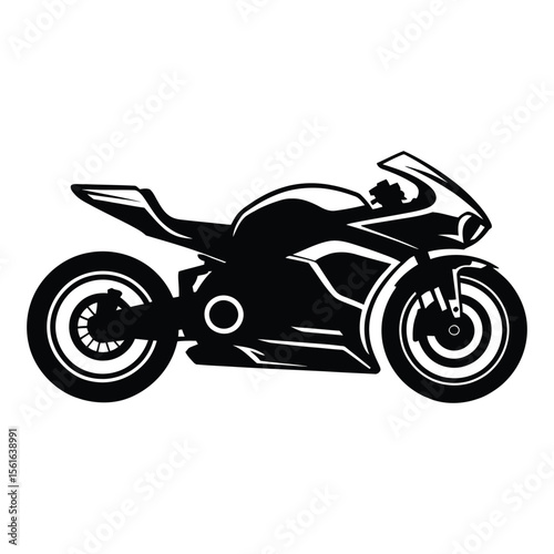 Electric Motorcycle Silhouette, Vector, Illustration, Icon, Logo, White Background.