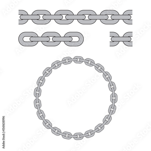 Illustration of silver chain, brushes for design