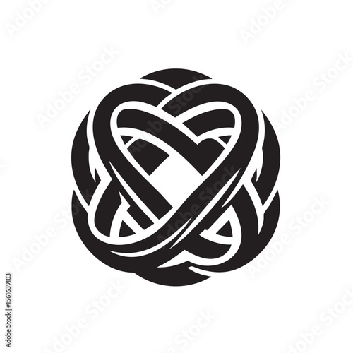 Unity Knot motif black and white silhouette icon