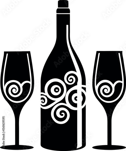 wine bottle and glass