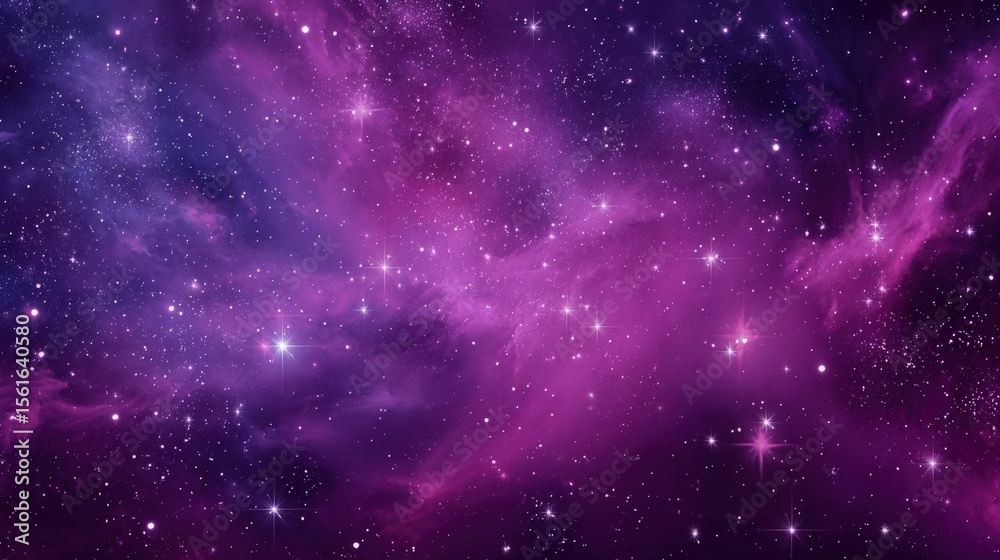 Obraz premium Vibrant Purple Space Nebula with Stars and Cosmic Clouds in Deep Universe Scene.