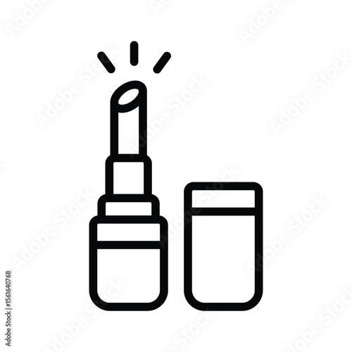 Creatively designed line style icon showing red lipstick