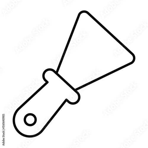 Spatula tool for cement or clay thin line icon, construction concept. Vector graphics. Metal scoop for cement laying work sign on white background, style mobile or design.