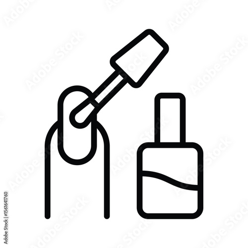 Nail polish applying brush, icon in outline style