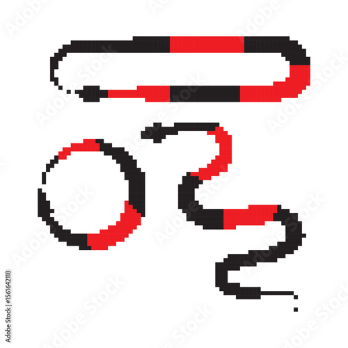 Pixel snake icon, 8 bit viper symbol, retro style computing serpent sign, simple snake silhouette