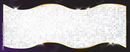 Disco ball pattern. Disco party glitter silver background, sparkle mosaic tile