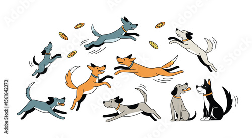 A Lively Gathering of Diverse Canine Companions Enjoying a Joyful Outdoor Activity Together
