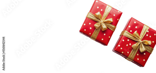 Two red gift boxes with gold ribbons (1)