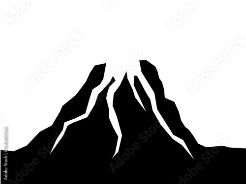 Black volcano. Flat volcanic eruption.