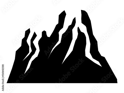 Black volcano. Flat volcanic eruption.