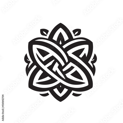 Unity Knot motif black and white silhouette icon