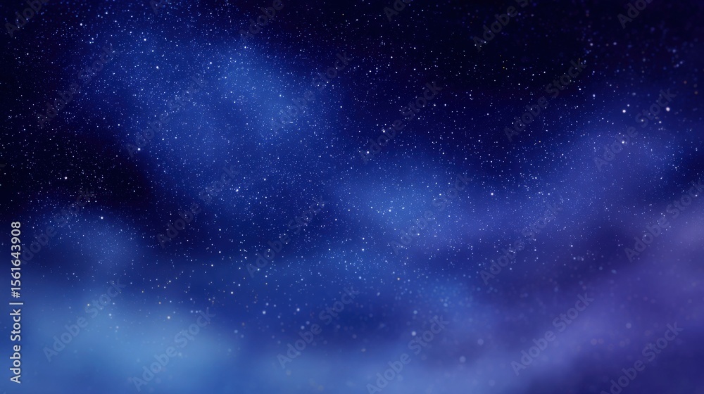 Naklejka premium Clear night sky filled with numerous bright stars and wispy clouds nighttime scene.