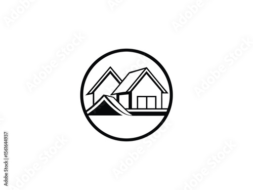 House Roof Logo Vector  Real Estate Property, Architecture Construction Icon, Modern Home Building Design for Realtor Branding and Contractor Services