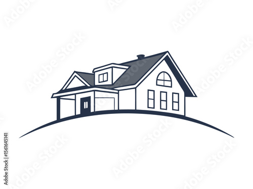 House Roof Logo Vector  Real Estate Property, Architecture Construction Icon, Modern Home Building Design for Realtor Branding and Contractor Services