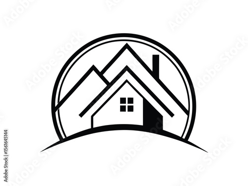 House Roof Logo Vector  Real Estate Property, Architecture Construction Icon, Modern Home Building Design for Realtor Branding and Contractor Services