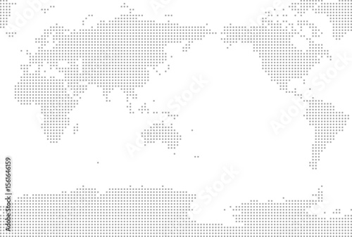 Simplified world vector map with square dot grid (APAC view, Miller cylindrical projection, PPT-compatible & fully editable)