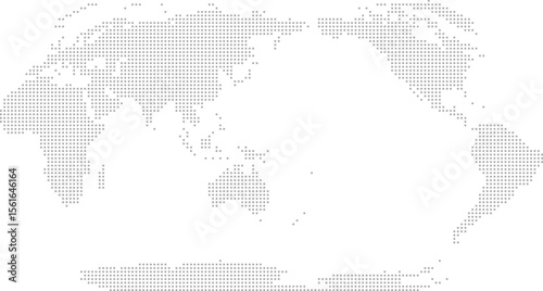Simplified world vector map with square dot grid (APAC view, Robinson projection, PPT-compatible & fully editable)