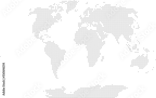 Simplified world vector map with square dot grid (Winkel I projection, PPT-compatible & fully editable)