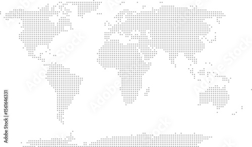 Simplified world vector map with square dot grid (Natural earth projection, PPT-compatible & fully editable)