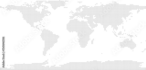 Simplified world vector map with square dot grid (PPT-compatible & fully editable)