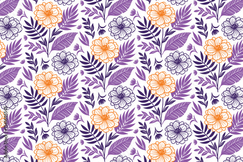 one line floral and botanical pattern featuring repeat cotton blooms and leaves for women wear, kitchen textile, and fabric products

