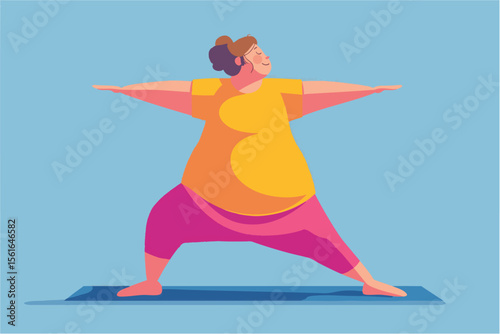 Illustration of plus size person doing yoga
