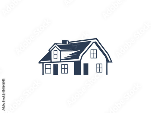 House Roof Logo Vector  Real Estate Property, Architecture Construction Icon, Modern Home Building Design for Realtor Branding and Contractor Services