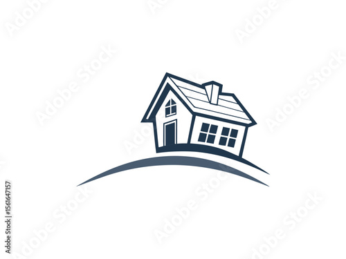 House Roof Logo Vector  Real Estate Property, Architecture Construction Icon, Modern Home Building Design for Realtor Branding and Contractor Services
