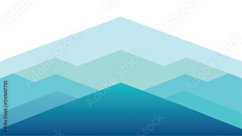 Abstract geometric mountain range in shades of blue and teal with overlapping triangular shapes design