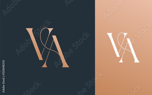 Initial letter VA AV logo design vector illustration for couple, wedding, and business