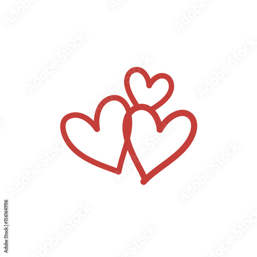 Hearts icon in hand drawn style. Handmade painted heart vector illustration on. Love doodle sign business concept. 