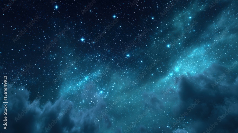 Fototapeta premium Beautiful Night Sky Filled with Stars and Cosmic Clouds in Deep Space.