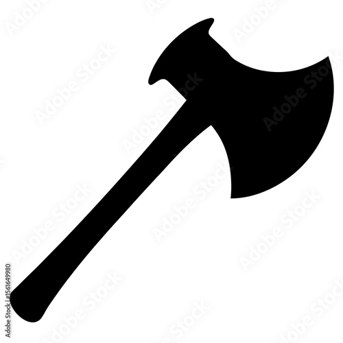 Axe Silhouette Vector – Single Blade Hatchet Icon with Curved Handle"
