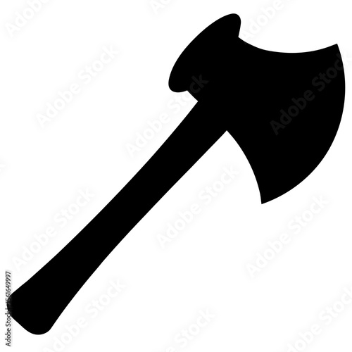 Axe Silhouette Vector – Single Blade Hatchet Icon with Curved Handle"