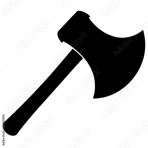 Axe Silhouette Vector – Single Blade Hatchet Icon with Curved Handle"