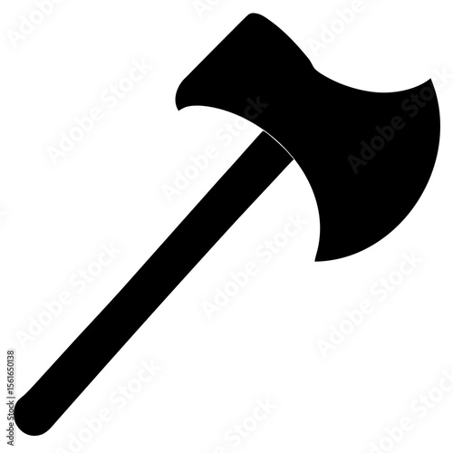 Axe Silhouette Vector – Single Blade Hatchet Icon with Curved Handle"