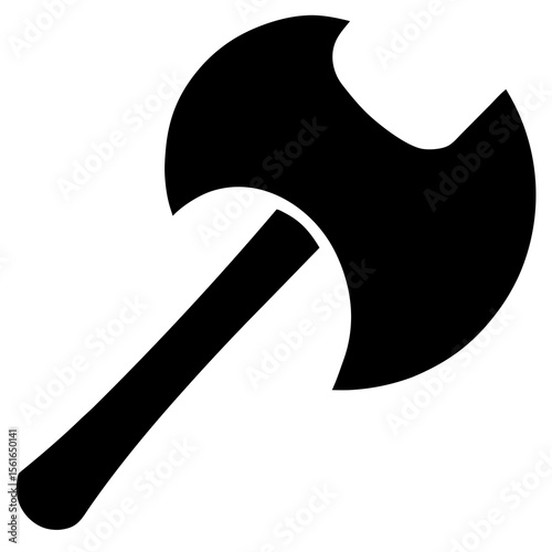Axe Silhouette Vector – Single Blade Hatchet Icon with Curved Handle"