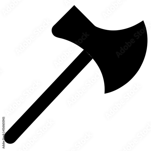 Axe Silhouette Vector – Single Blade Hatchet Icon with Curved Handle"