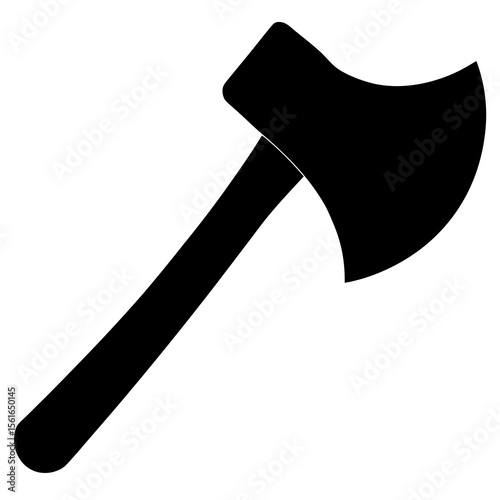 Axe Silhouette Vector – Single Blade Hatchet Icon with Curved Handle"