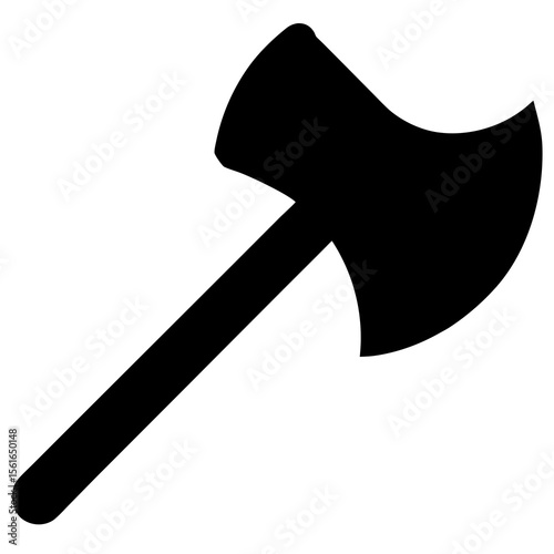 Axe Silhouette Vector – Single Blade Hatchet Icon with Curved Handle"