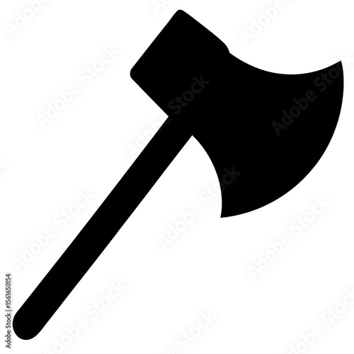 Axe Silhouette Vector – Single Blade Hatchet Icon with Curved Handle"