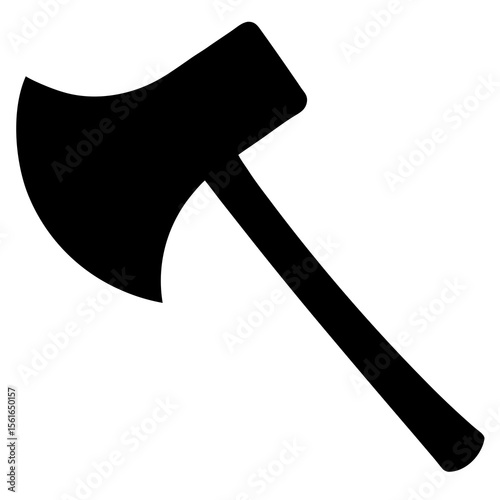 Axe Silhouette Vector – Single Blade Hatchet Icon with Curved Handle"