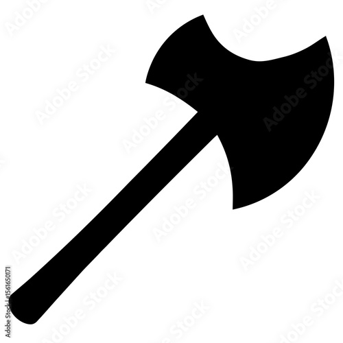Axe Silhouette Vector – Single Blade Hatchet Icon with Curved Handle"