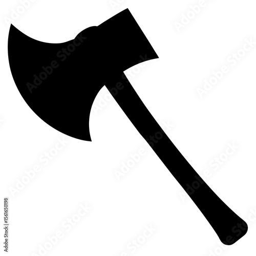 Axe Silhouette Vector – Single Blade Hatchet Icon with Curved Handle"