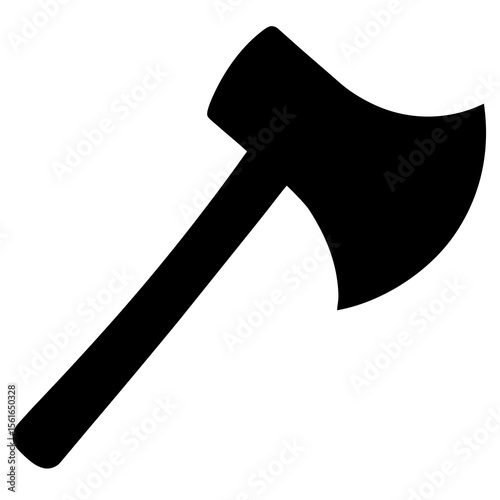 Axe Silhouette Vector – Single Blade Hatchet Icon with Curved Handle"