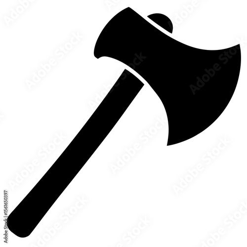 Axe Silhouette Vector – Single Blade Hatchet Icon with Curved Handle"