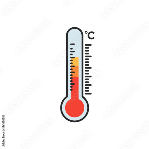Thermometer icon set in flat style. Climate control vector illustration